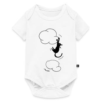 Chat noir suspendu à un nuage. - Body à manches courtes Premium Bébé - blanc - Devant