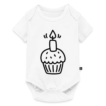 Muffin avec une bougie pour un anniversaire - Body à manches courtes Premium Bébé - blanc - Devant