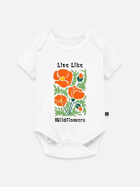 Live like wildflowers Mohnblumen Muster - Baby Premium Kurzarmbody - Weiß