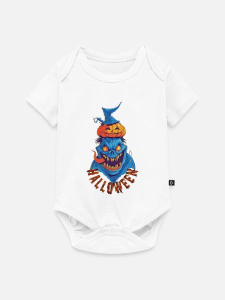 Halloween Blaues Monster – Gruseliger Kürbis-Dämon - Baby Premium Kurzarmbody - Weiß