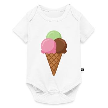Cornet de crème glacée - Body à manches courtes Premium Bébé - blanc - Devant