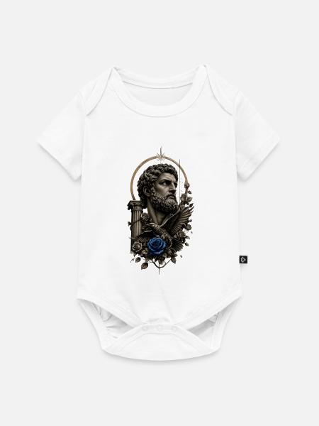 Tattoo Kunst mit blauer Rose - Baby Premium Kurzarmbody - Weiß