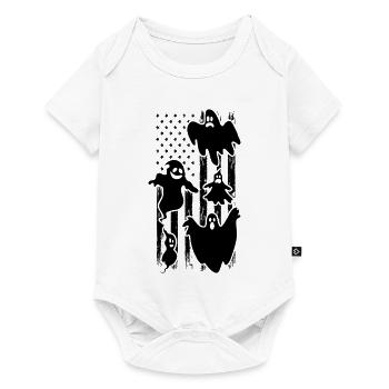 Fantôme d’Halloween Halloween Fantôme du drapeau américain - Body à manches courtes Premium Bébé - blanc - Devant