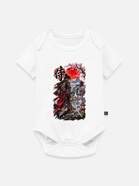 Samurai am Fuji mit Kirschblüten - Baby Premium Kurzarmbody - Weiß