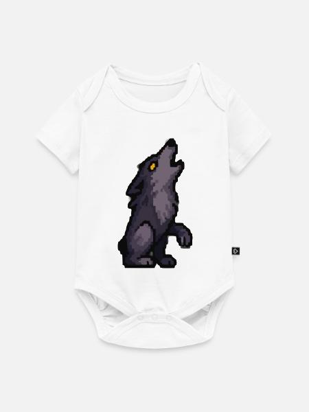 Mondwolf-Silhouette in Dunkler Palette - Baby Premium Kurzarmbody - Weiß