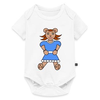 Bärin im Blaues Kleid mit Perlen - Baby Premium Kurzarmbody - Weiß - Vorne