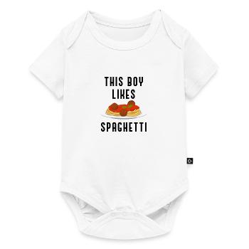 Boy Likes Spaghetti Manger Nouilles Pâtes - Body à manches courtes Premium Bébé - blanc - Devant