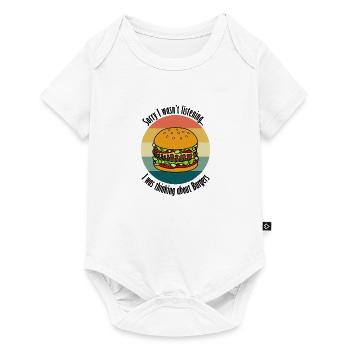 Délicieux hamburger avec citation amusante - Body à manches courtes Premium Bébé - blanc - Devant