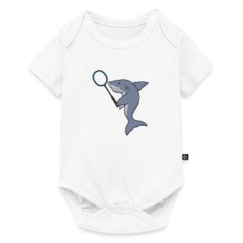 Shark Playing Badminton Ironic Sports Animal - Baby Premium short-sleeve bodysuit - white - Front
