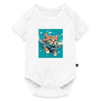 Red cat swimming in the water - Baby Premium short-sleeve bodysuit - white - Front