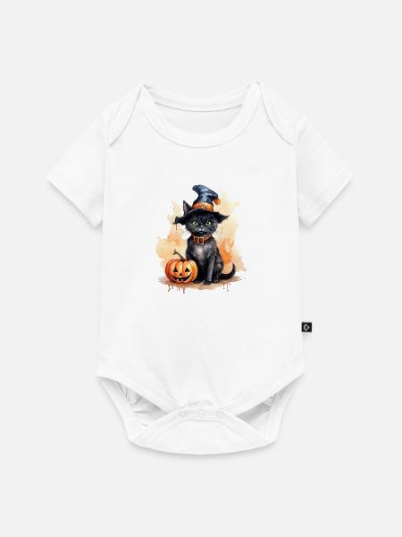 Katzen Halloween Kürbis Katzen Liebhaber - Baby Premium Kurzarmbody - Weiß