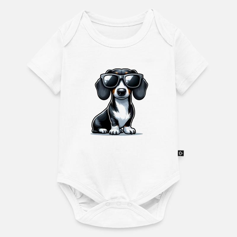 Chien teckel mignon - Body à manches courtes Premium Bébé - blanc