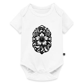 Tattoo Hibiskus Tropische Blume - Baby Premium Kurzarmbody - Weiß - Vorne