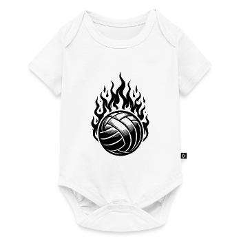 Brennender Volleyball in Flammen und Feuer - Baby Premium Kurzarmbody - Weiß - Vorne