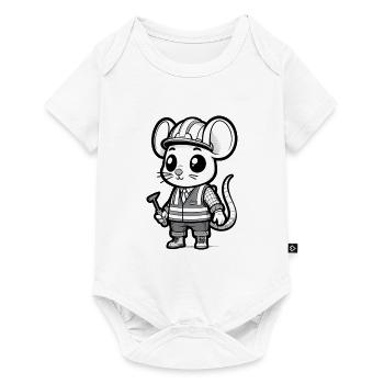 Mignon Souris Ouvrier De La Construction - Body à manches courtes Premium Bébé - blanc - Devant