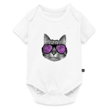 Cat wearing cool pink sunglasses - Baby Premium short-sleeve bodysuit - white - Front