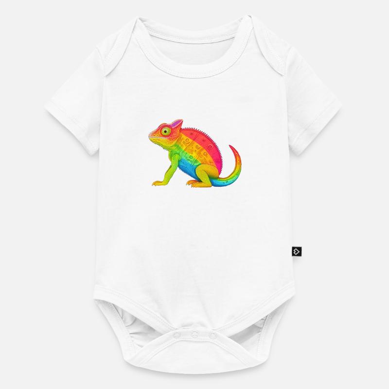 Regenbogen Chamäleon - Baby Premium Kurzarmbody - Weiß