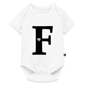 Buchstabe F Anfangsbuchstabe - Baby Premium Kurzarmbody - Weiß - Vorne