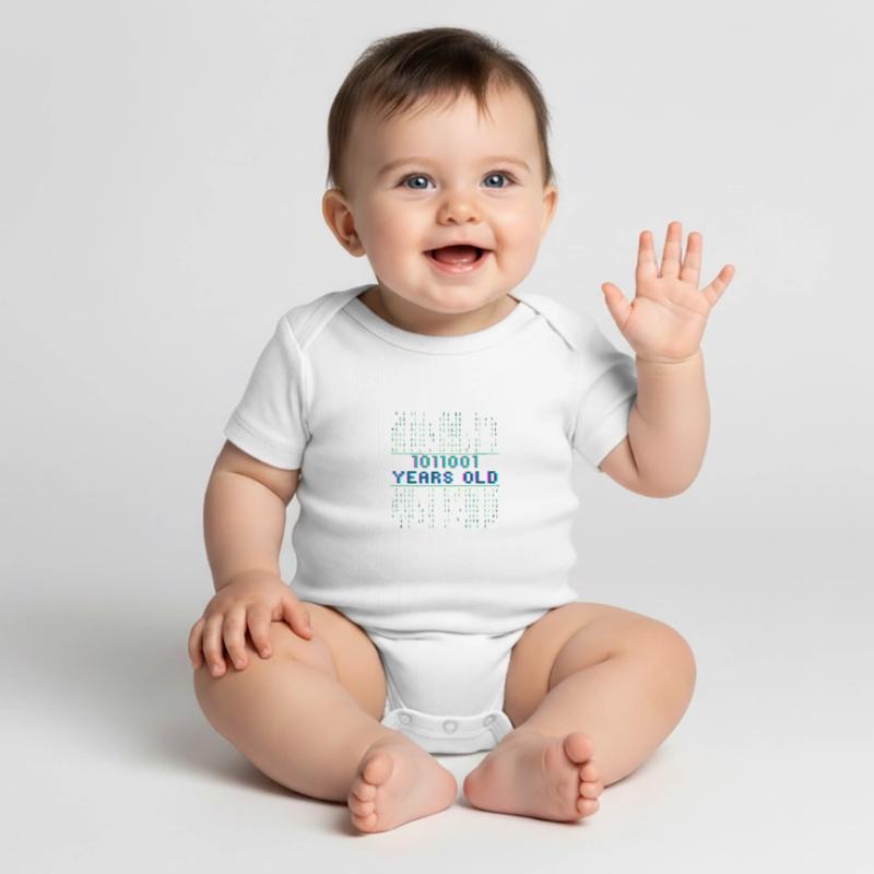 89th Birthday 89 years old Binary Code Coder Baby Premium short-sleeve bodysuit