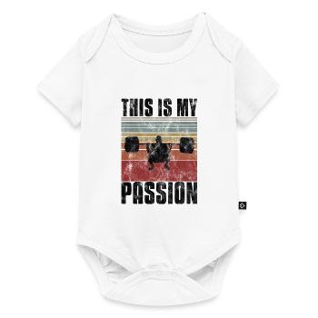 C’est ma passion Musculation Bodybuilder GYM - Body à manches courtes Premium Bébé - blanc - Devant
