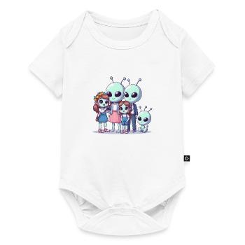 T-shirt de la famille extraterrestre - Body à manches courtes Premium Bébé - blanc - Devant