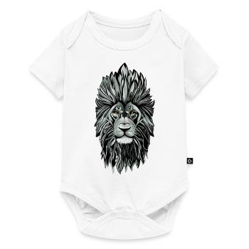 Portrait de tête de lion Signe du zodiaque Lion La crinière du lion - Body à manches courtes Premium Bébé - blanc - Devant