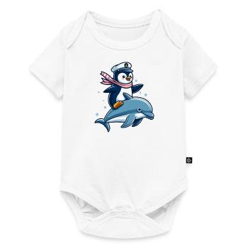 Sailing Penguin Riding A Dolphin - Baby Premium short-sleeve bodysuit - white - Front