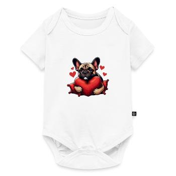 Frenchie Welpen Geschenke - Baby Premium Kurzarmbody - Weiß - Vorne
