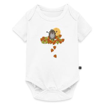 Hedgehog, autumn, leaves, foliage - Baby Premium short-sleeve bodysuit - white - Front