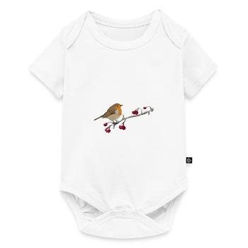 Robin bird on a branch birdwatcher - Baby Premium short-sleeve bodysuit - white - Front