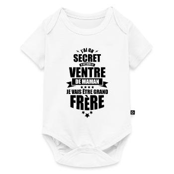secret dans le ventre de maman grand frere - Body à manches courtes Premium Bébé - blanc - Devant