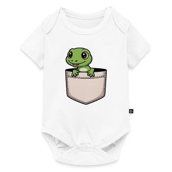 Funny Lizard in Pocket - Cute Reptile Product Gift - Baby Premium short-sleeve bodysuit - white - Front