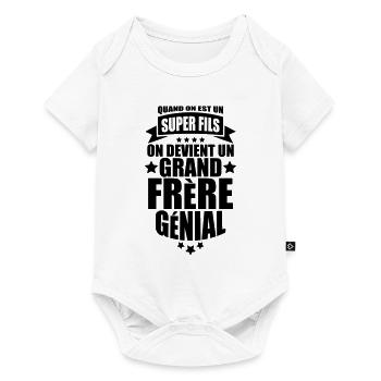 un super fils on devient un grand frère génial - Body à manches courtes Premium Bébé - blanc - Devant