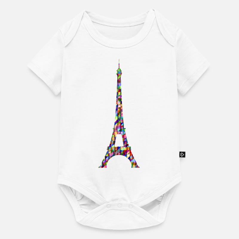 Arc-en-ciel de la Tour Eiffel - Body à manches courtes Premium Bébé - blanc