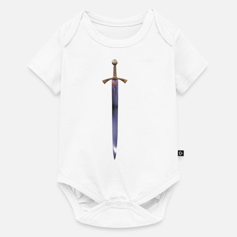 Épée sur le T-shirt de retour comme les chevaliers - Body à manches courtes Premium Bébé - blanc