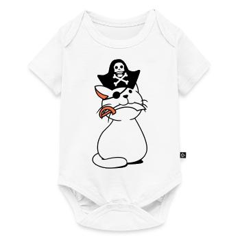 Mignon Pirate Cat Buccaneer Oeil Patch Chapeau Sabre - Body à manches courtes Premium Bébé - blanc - Devant