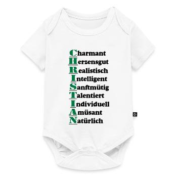 Christian Vorname,Namensschild,Name,Fun Shirt (25) - Baby Premium Kurzarmbody - Weiß - Vorne