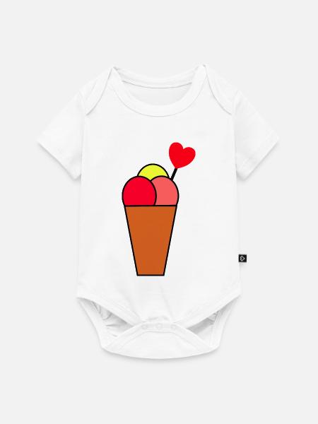 Herz im Eisbecher Eis - Baby Premium Kurzarmbody - Weiß