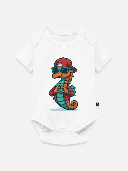 Herzreiter Seepferdchen - Baby Premium Kurzarmbody - Weiß
