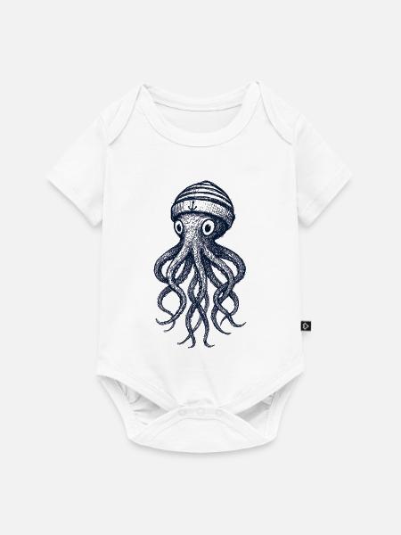 Seemann Tintenfisch - Baby Premium Kurzarmbody - Weiß