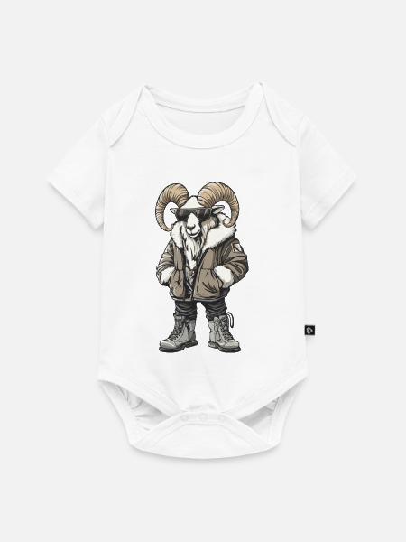 Bergziege Cool Winter - Baby Premium Kurzarmbody - Weiß