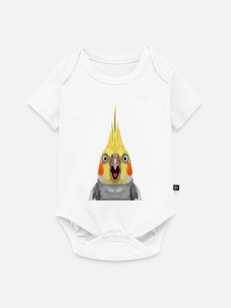 Ausdrucksstarker Cockatiel Pop-Print - Baby Premium Kurzarmbody - Weiß