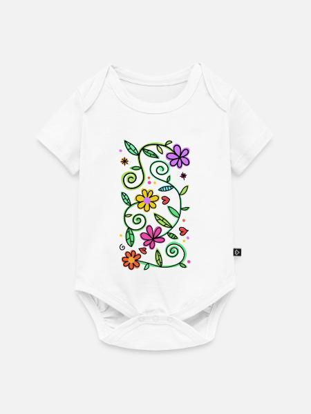 Dekorative Doodle-Gänseblümchen - Baby Premium Kurzarmbody - Weiß