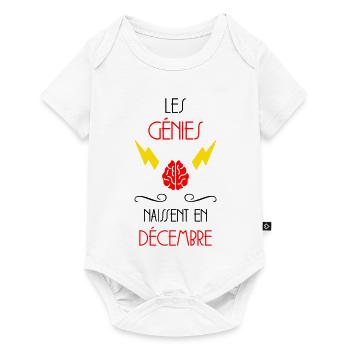 les génies naissent en Décembre - Naissance - HPI - Body à manches courtes Premium Bébé - blanc - Devant