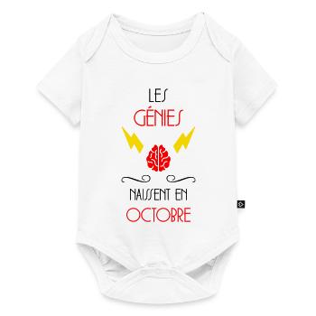 les génies naissent en Octobre - Anniversaire - Body à manches courtes Premium Bébé - blanc - Devant