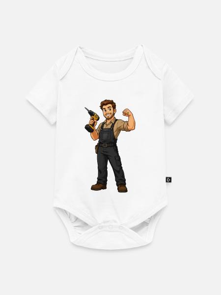 Werkzeugheld im Fokus - Baby Premium Kurzarmbody - Weiß