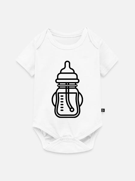 Babyflasche - Baby Premium Kurzarmbody - Weiß