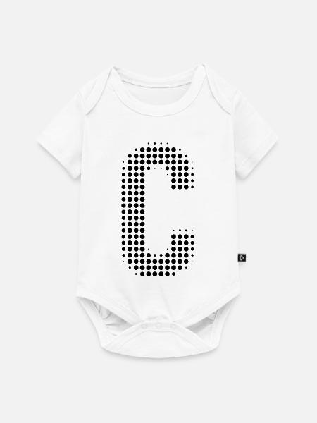 Buchstabe C – Punktmuster Initial Design - Baby Premium Kurzarmbody - Weiß