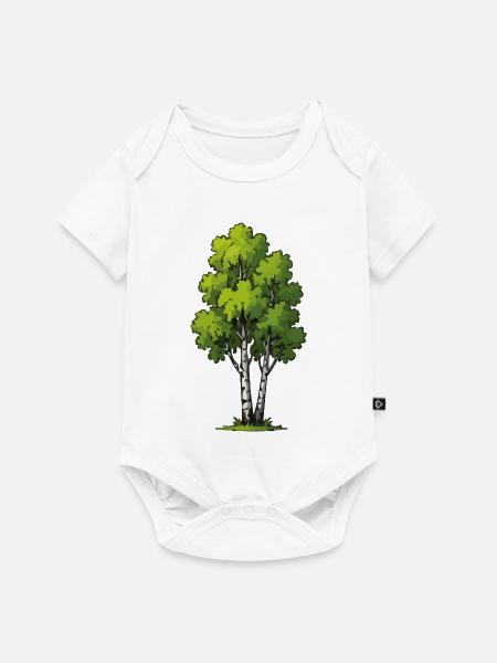 Birkenwald Illustration - Baby Premium Kurzarmbody - Weiß