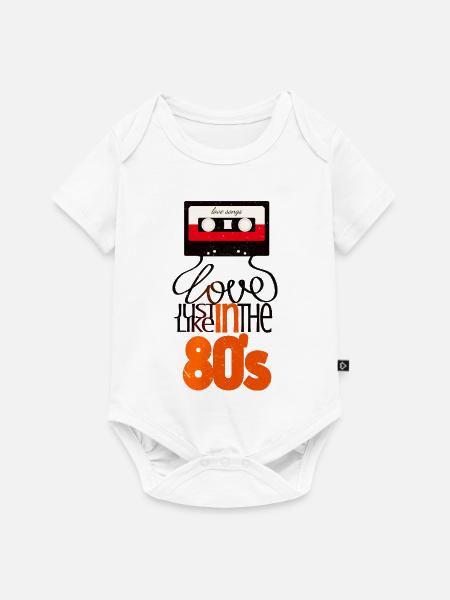 Retro-Romantik für 80er Fans - Baby Premium Kurzarmbody - Weiß